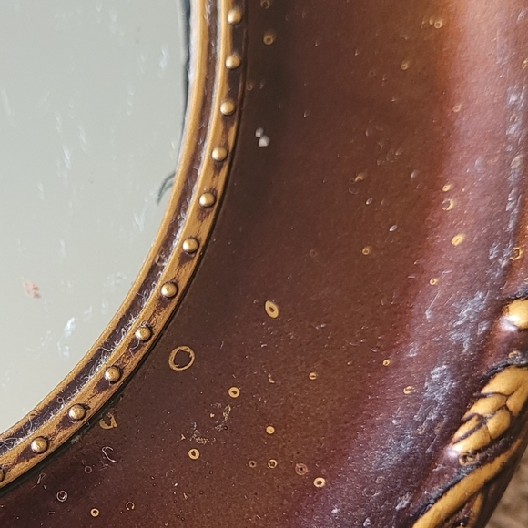 Vintage Set of 2 Oval Mirrors Traditional Farmhouse Primitive 9 x 7 Brown Frame - Picture 6 of 8